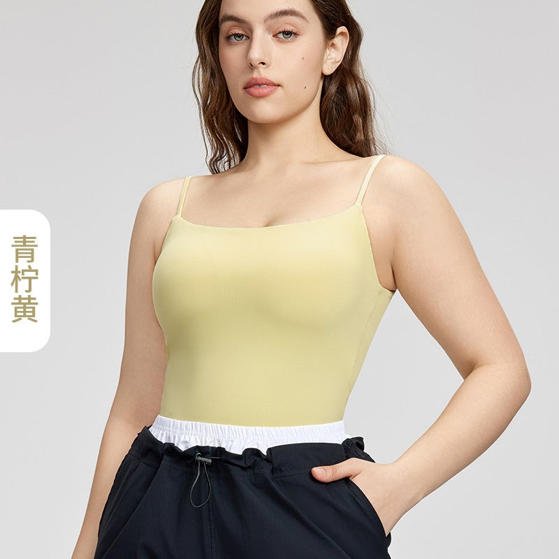 Plus Size Halter Yoga Vest Top Women'S Thin Shoulder Strap Chubby Girl Tight Slimming Semi-Fixed Cup Sports Bra - Image 1